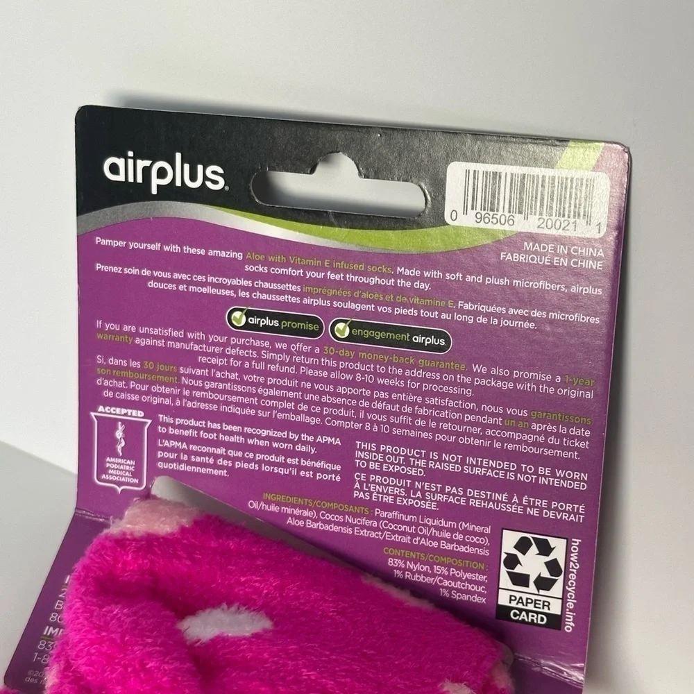Airplus Pink Polka Dot Aloe Infused Socks